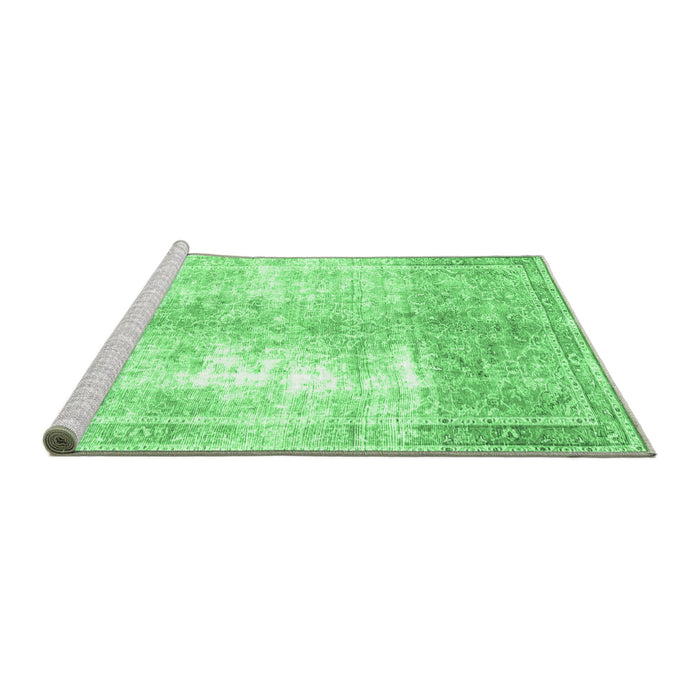 Sideview of Machine Washable Persian Emerald Green Traditional Area Rugs, wshtr3655emgrn