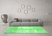 Machine Washable Persian Emerald Green Traditional Area Rugs in a Living Room,, wshtr3655emgrn