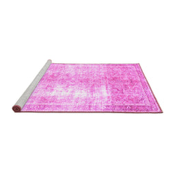 Sideview of Machine Washable Persian Pink Traditional Rug, wshtr3655pnk