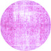 Round Persian Purple Traditional Rug, tr3655pur