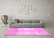 Machine Washable Persian Pink Traditional Rug in a Living Room, wshtr3655pnk