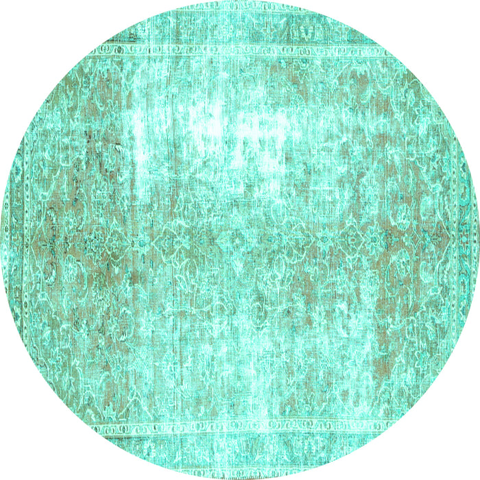 Round Persian Turquoise Traditional Rug, tr3655turq
