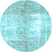 Round Persian Light Blue Traditional Rug, tr3655lblu