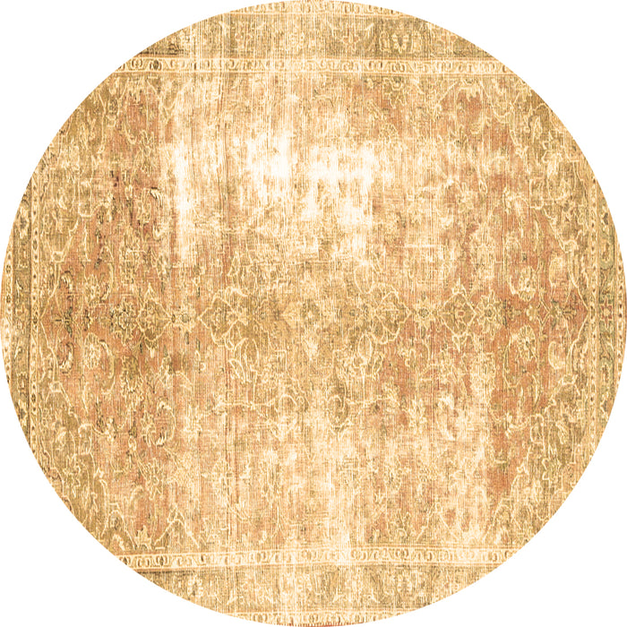 Round Persian Brown Traditional Rug, tr3655brn