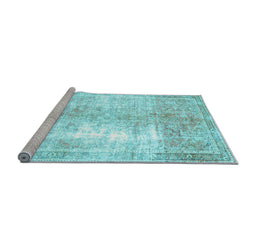 Sideview of Machine Washable Persian Light Blue Traditional Rug, wshtr3655lblu