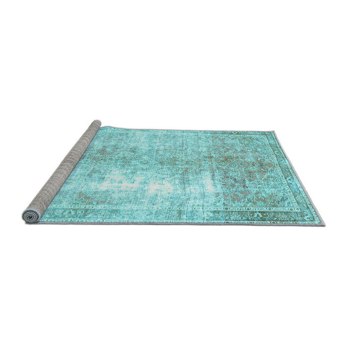 Sideview of Machine Washable Persian Light Blue Traditional Rug, wshtr3655lblu