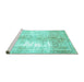 Sideview of Machine Washable Persian Turquoise Traditional Area Rugs, wshtr3655turq