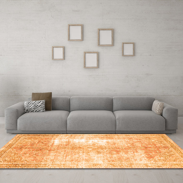 Machine Washable Persian Orange Traditional Area Rugs in a Living Room, wshtr3655org