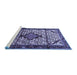 Sideview of Machine Washable Persian Blue Traditional Rug, wshtr3656blu