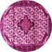 Round Machine Washable Persian Pink Traditional Rug, wshtr3656pnk