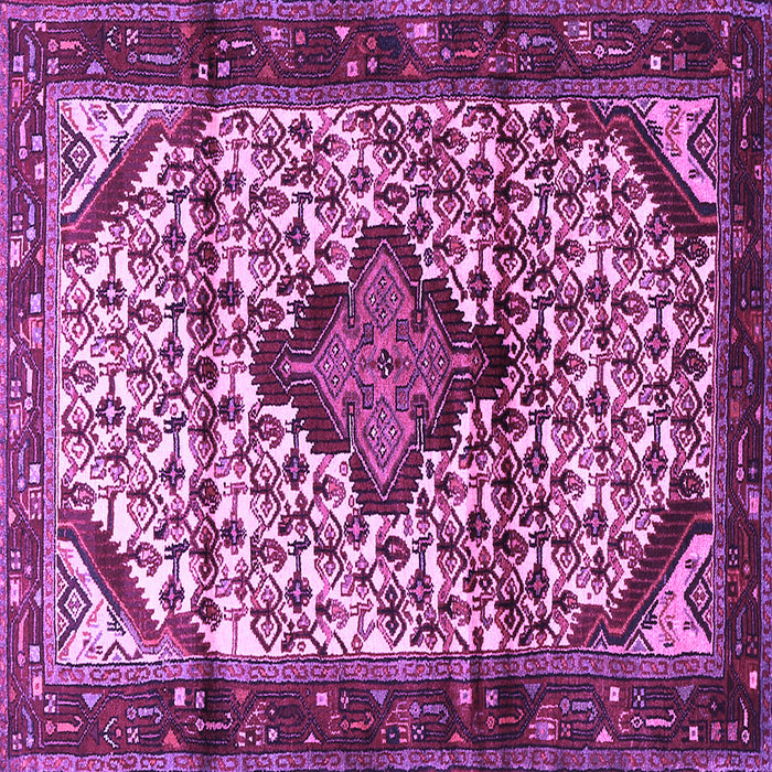 Square Machine Washable Persian Purple Traditional Area Rugs, wshtr3656pur