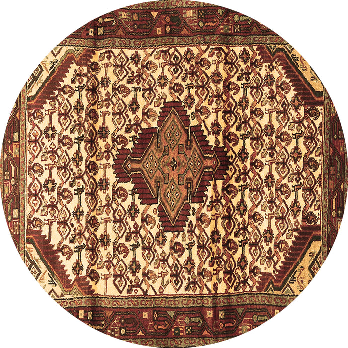 Round Persian Brown Traditional Rug, tr3656brn