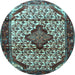 Round Machine Washable Persian Light Blue Traditional Rug, wshtr3656lblu