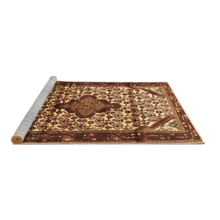 Sideview of Machine Washable Persian Brown Traditional Rug, wshtr3656brn