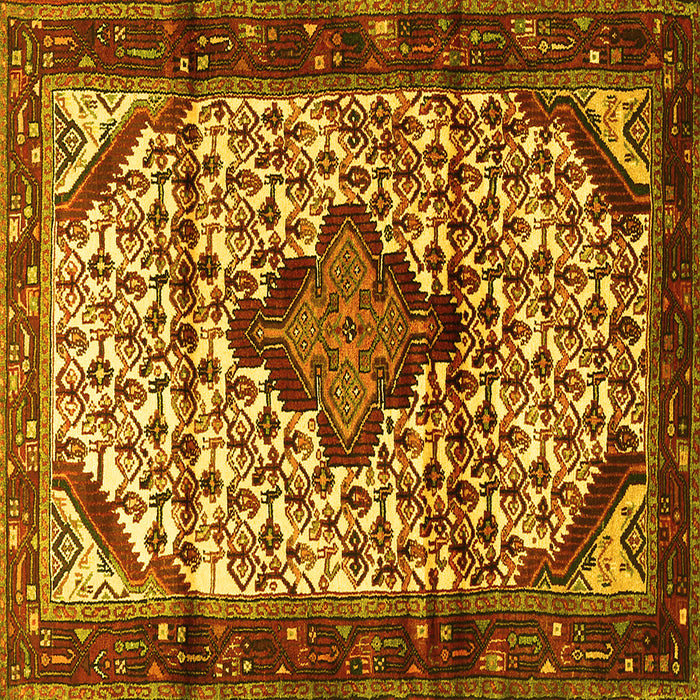 Square Machine Washable Persian Yellow Traditional Rug, wshtr3656yw