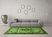 Machine Washable Persian Green Traditional Area Rugs in a Living Room,, wshtr3656grn