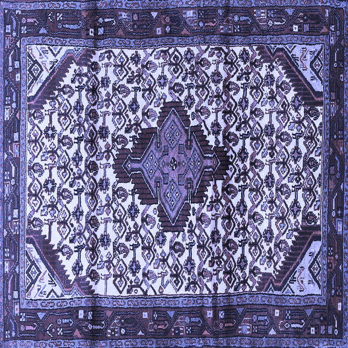 Square Machine Washable Persian Blue Traditional Rug, wshtr3656blu