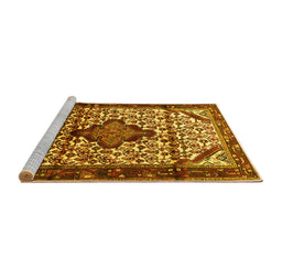 Sideview of Machine Washable Persian Yellow Traditional Rug, wshtr3656yw