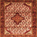 Round Machine Washable Persian Orange Traditional Area Rugs, wshtr3656org