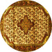 Round Machine Washable Persian Yellow Traditional Rug, wshtr3656yw