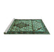 Sideview of Machine Washable Persian Turquoise Traditional Area Rugs, wshtr3656turq