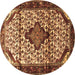 Round Machine Washable Persian Brown Traditional Rug, wshtr3656brn