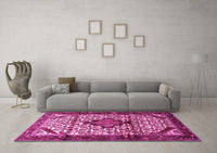 Machine Washable Persian Pink Traditional Rug, wshtr3656pnk