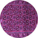 Round Machine Washable Persian Purple Traditional Area Rugs, wshtr3657pur