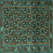 Square Machine Washable Persian Turquoise Traditional Area Rugs, wshtr3657turq