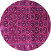 Round Machine Washable Persian Pink Traditional Rug, wshtr3657pnk