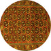 Round Machine Washable Persian Yellow Traditional Rug, wshtr3657yw