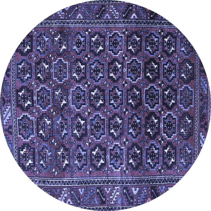 Round Machine Washable Persian Blue Traditional Rug, wshtr3657blu