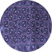 Round Machine Washable Persian Blue Traditional Rug, wshtr3657blu