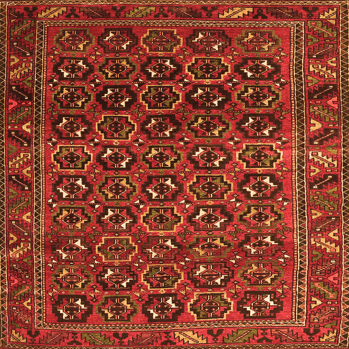 Round Machine Washable Persian Orange Traditional Area Rugs, wshtr3657org