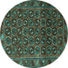 Round Persian Turquoise Traditional Rug, tr3657turq