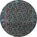 Round Machine Washable Persian Light Blue Traditional Rug, wshtr3657lblu