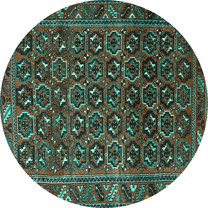 Round Machine Washable Persian Turquoise Traditional Area Rugs, wshtr3657turq