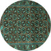 Round Machine Washable Persian Turquoise Traditional Area Rugs, wshtr3657turq