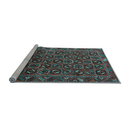 Sideview of Machine Washable Persian Light Blue Traditional Rug, wshtr3657lblu