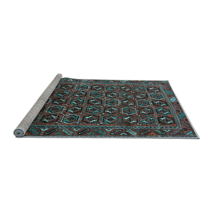 Sideview of Machine Washable Persian Light Blue Traditional Rug, wshtr3657lblu