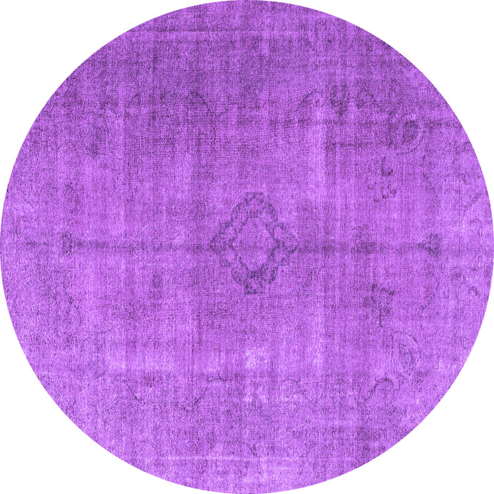 Round Machine Washable Persian Purple Traditional Area Rugs, wshtr3658pur