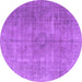 Round Persian Purple Traditional Rug, tr3658pur