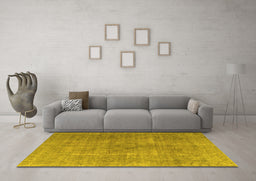 Machine Washable Persian Yellow Traditional Rug in a Living Room, wshtr3658yw