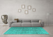 Machine Washable Persian Turquoise Traditional Area Rugs in a Living Room,, wshtr3658turq