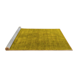 Sideview of Machine Washable Persian Yellow Traditional Rug, wshtr3658yw