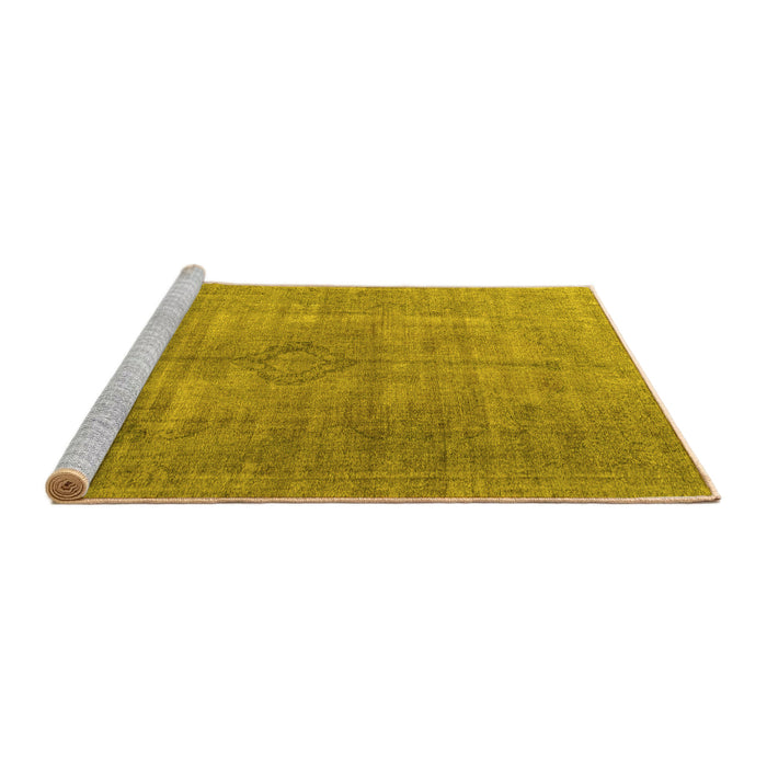 Sideview of Machine Washable Persian Yellow Traditional Rug, wshtr3658yw