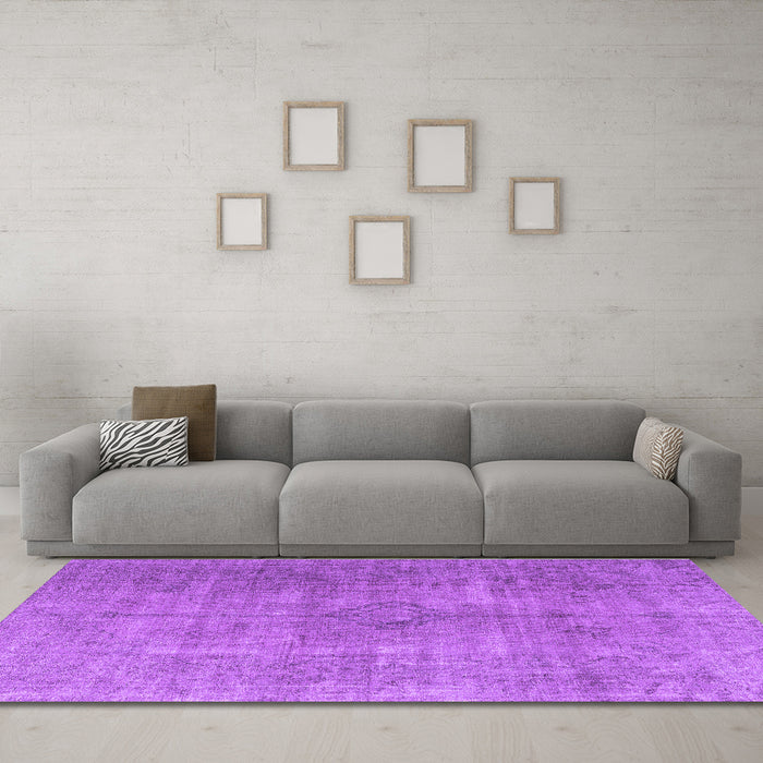 Machine Washable Persian Purple Traditional Area Rugs in a Living Room, wshtr3658pur