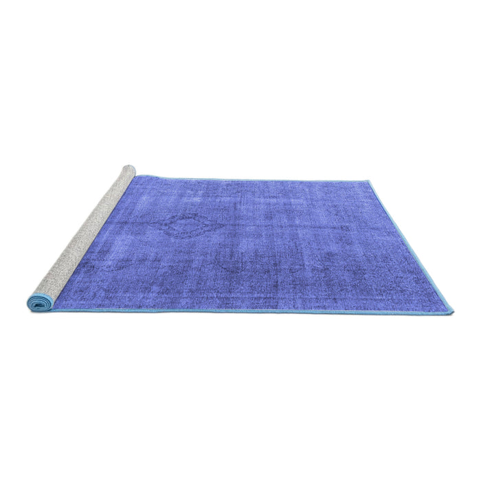 Sideview of Machine Washable Persian Blue Traditional Rug, wshtr3658blu