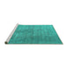 Sideview of Machine Washable Persian Turquoise Traditional Area Rugs, wshtr3658turq