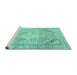 Sideview of Machine Washable Persian Turquoise Traditional Area Rugs, wshtr3659turq